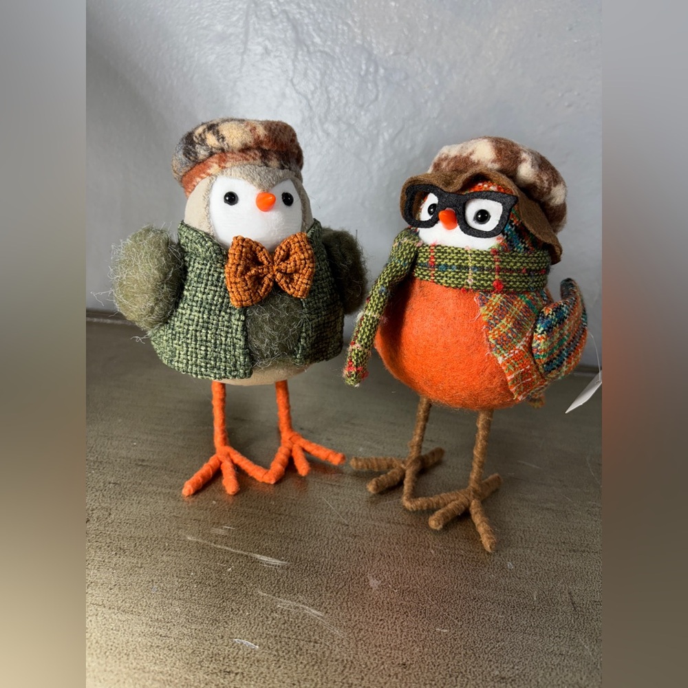 Charming Tweed Bird Figurines